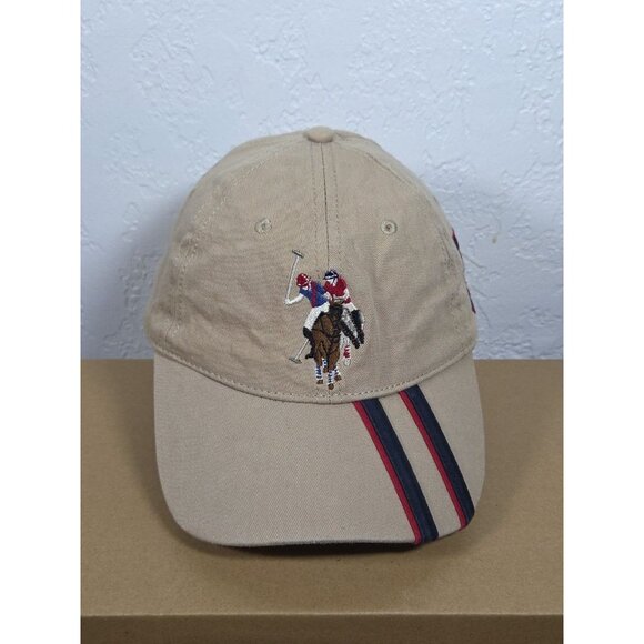 US Polo Assn Hat Cap Khaki Adjustable Embroidered Stiped Logo #3 - Picture 1 of 5